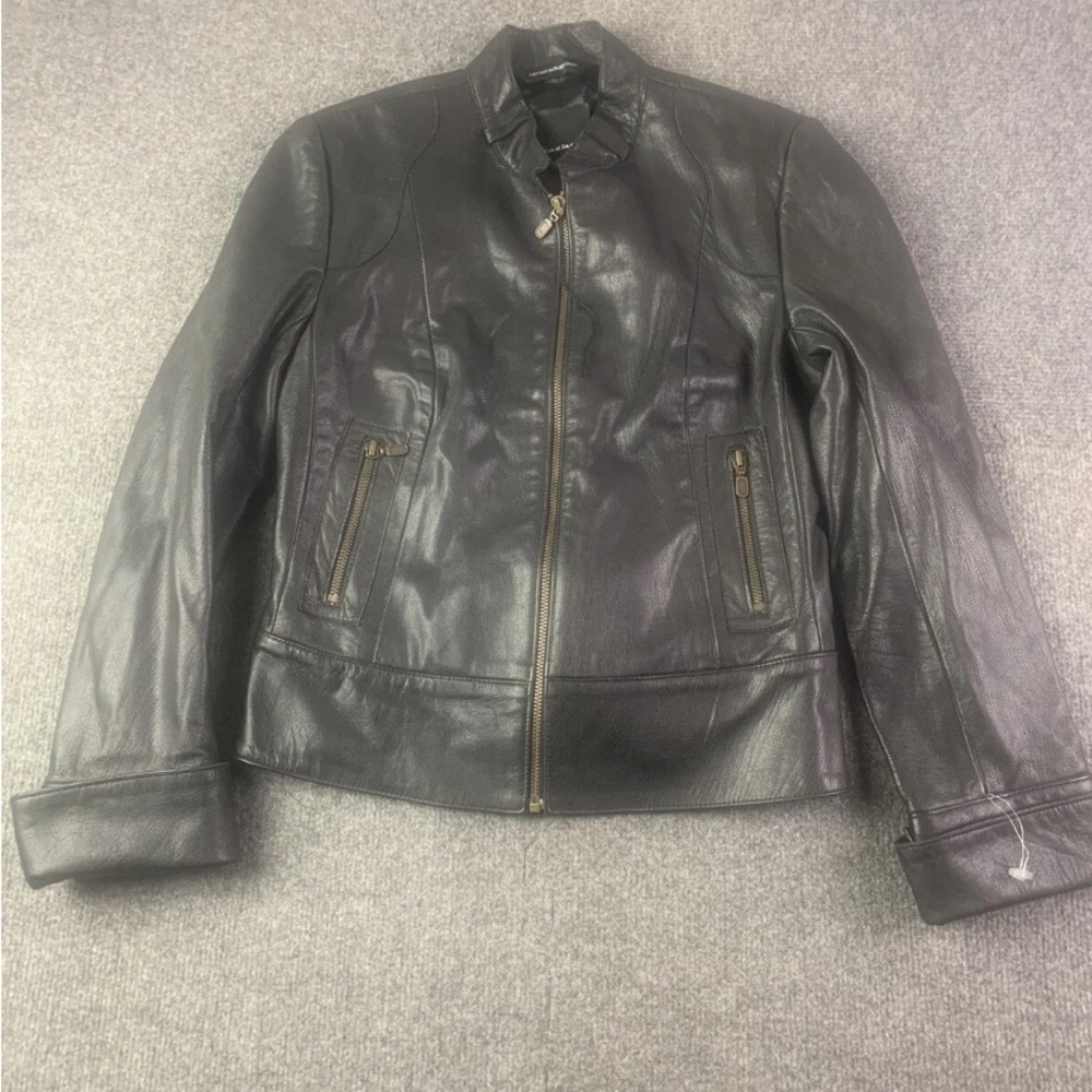 MacKage Women Full Zip Leather Double Lined Jacket Size M Black NWOT $975